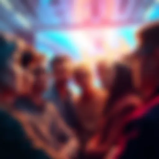 A group of people discussing the Fund My Crazy 2026 shortlist announcements with expressions of curiosity and concern.