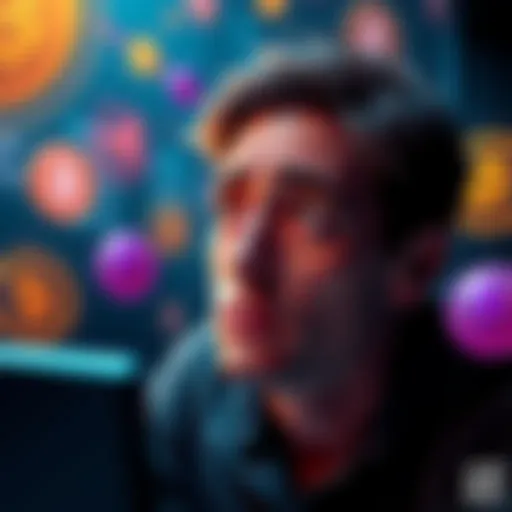 A person looking confused while trying to transfer funds from Binance to Bybit, with digital currency symbols around them