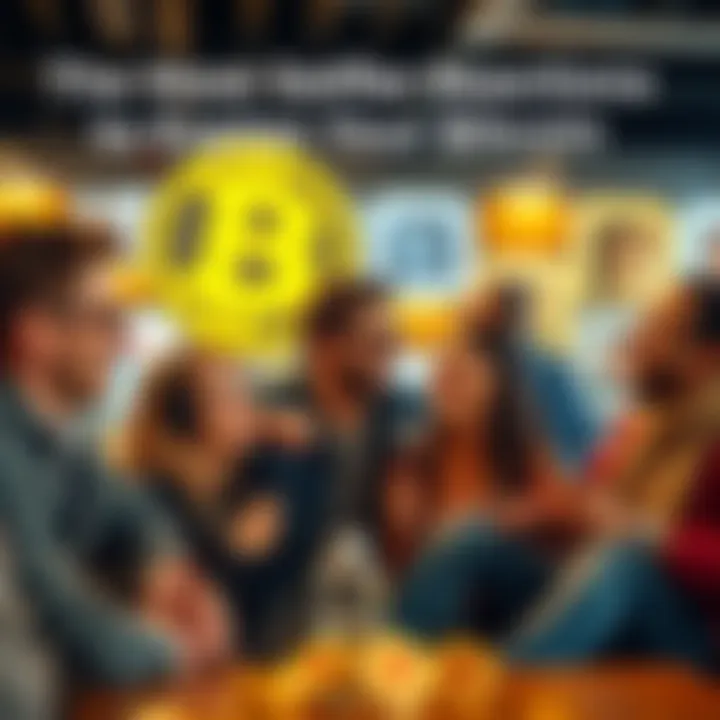 A group of friends laughing while discussing their reactions to explaining Bitcoin