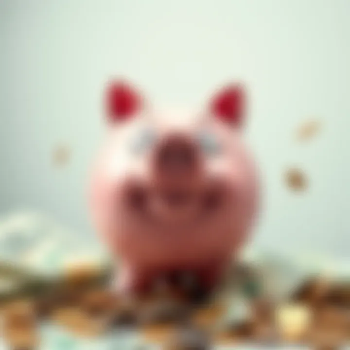 A humorous cartoon showing a piggy bank with a puzzled expression, surrounded by dollar bills and coins, symbolizing the funny side of money as a store of value.