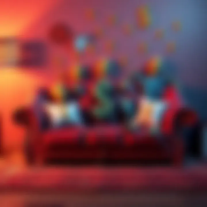 A quirky couch decorated with dollar signs and funny elements, representing the $COUCHFART community spirit.