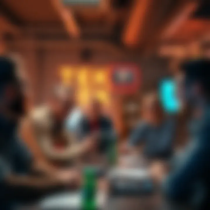 A group of tech enthusiasts laughing and sharing silly tech examples at a casual meetup, highlighting nostalgia for past discussions