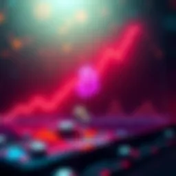 Graph showing rising trend in digital currency market with r-Bitcoin logo