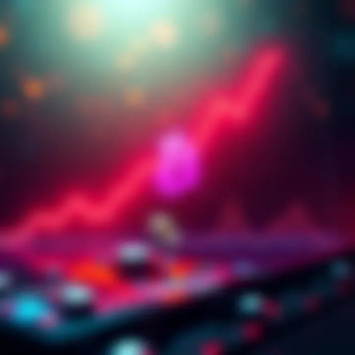 Graph showing rising trend in digital currency market with r-Bitcoin logo