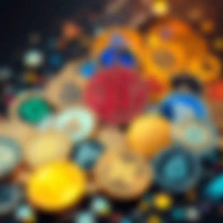 A group of diverse cryptocurrencies represented by logos and symbols, showcasing their potential for longevity in the market.