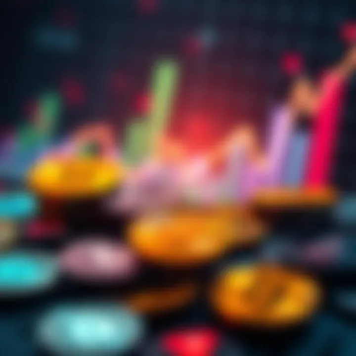A visual representation of cryptocurrency coins with a growing graph in the background, symbolizing potential recovery and growth in the sector.