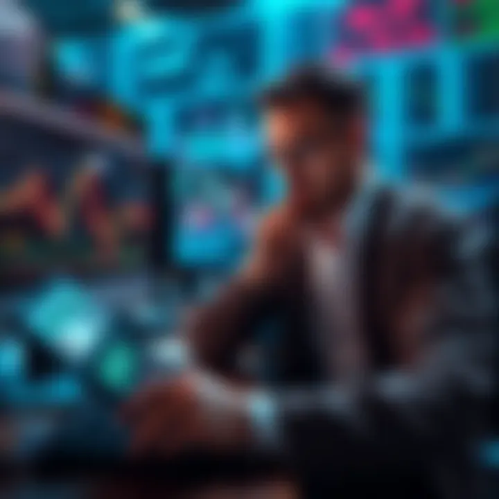 A trader analyzing charts with a calculator, showcasing leveraged positions in futures trading, with focus on risk management