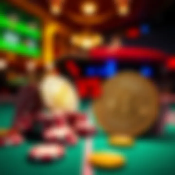 A split image showing gambling chips and casino table on one side, and Solana meme coins on the other, illustrating the contrast between them.