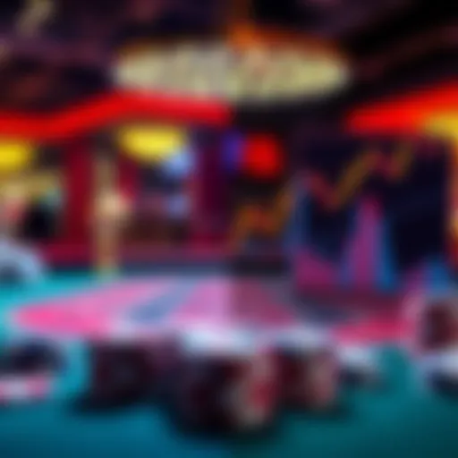 A split image showing a casino table on one side and a stock market chart on the other, representing the contrast between gambling and investing.