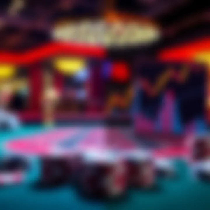 A split image showing a casino table on one side and a stock market chart on the other, representing the contrast between gambling and investing.