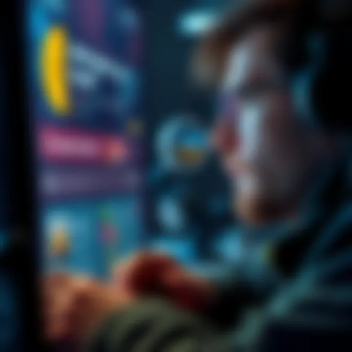 A gamer looks at a screen showing options to buy the atlas explorer club, weighing the timing and rewards earned, looking thoughtful.