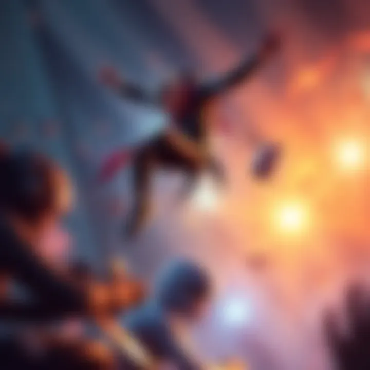 Gaming Character Leaping to New Tier A gaming character jumping from one tier to a higher tier, showcasing progress and excitement in the game
