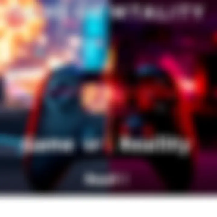 Gaming vs. Reality A split image showing a gaming controller on one side and a daily life scene on the other, illustrating the blend of game and real life.