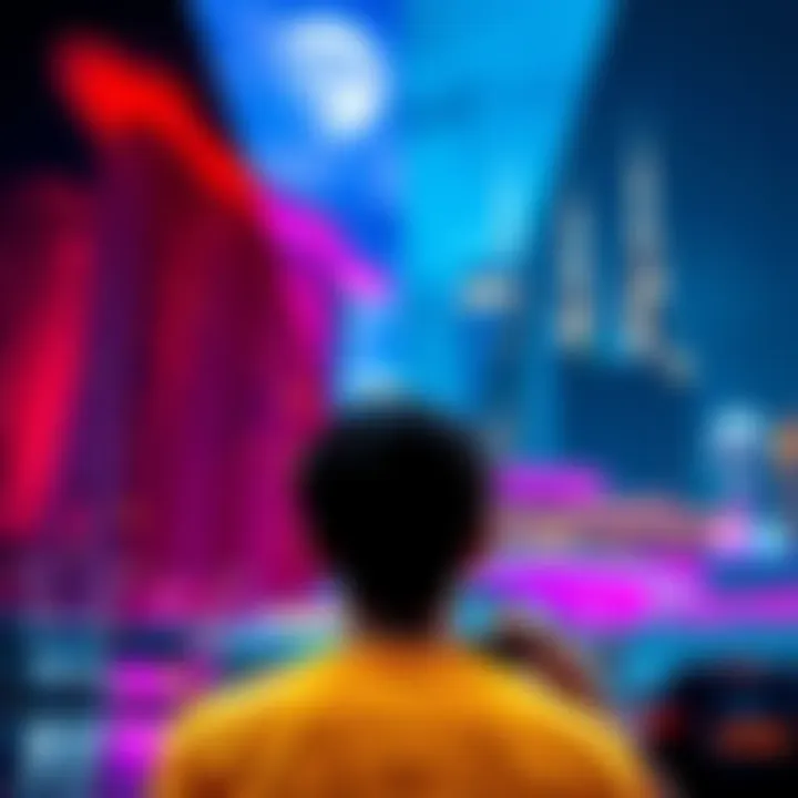 Gaming in Singapore vs Los Angeles A person contemplating where to game, with a split image of Singapore's skyline on one side and Los Angeles on the other.