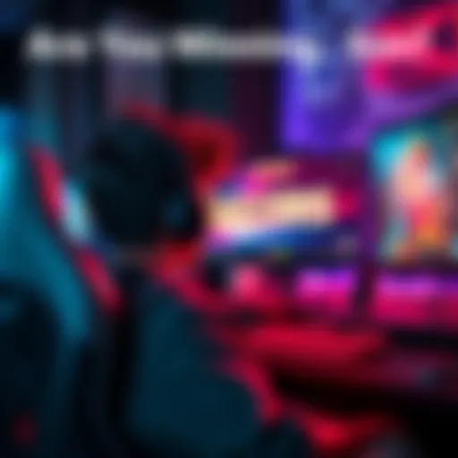 A gamer sitting at a desk, focused on a monitor displaying a victory screen, with trophies and achievements visible in the background.