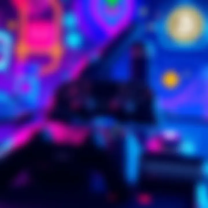 Gaming and Technology Trends A visual representation of gaming themes and technological elements, showcasing icons of gaming controllers and blockchain symbols.