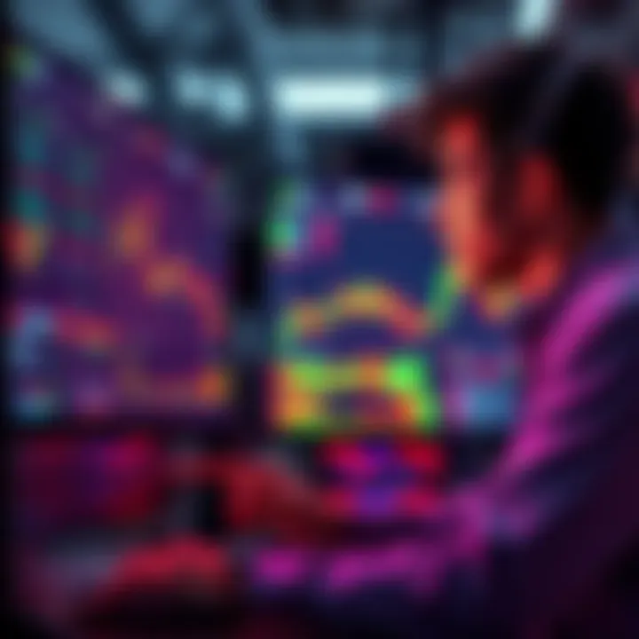 A young trader looking at charts and graphs on a computer screen, reflecting modern trading practices