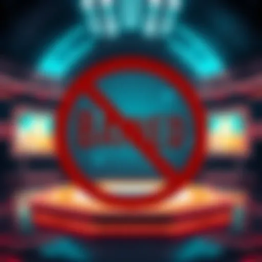A photo of a digital platform with a prominent ban symbol over George Santos's name, indicating his lifetime ban from Kalshi.
