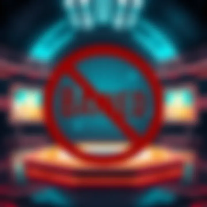 A photo of a digital platform with a prominent ban symbol over George Santos's name, indicating his lifetime ban from Kalshi.