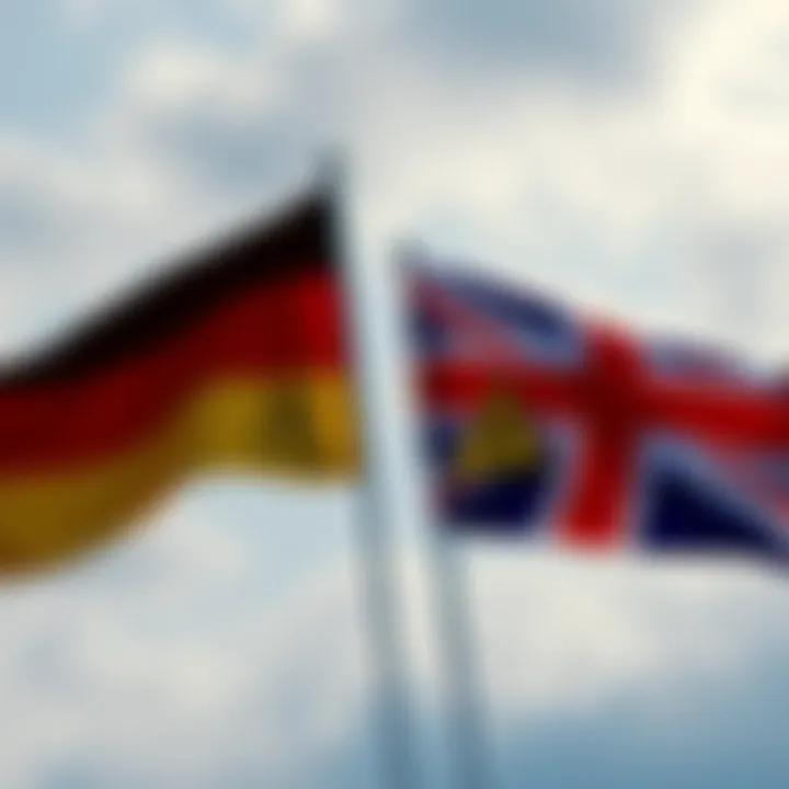 Flags of Germany and the UK with caution symbols highlighting the warning against Changelly