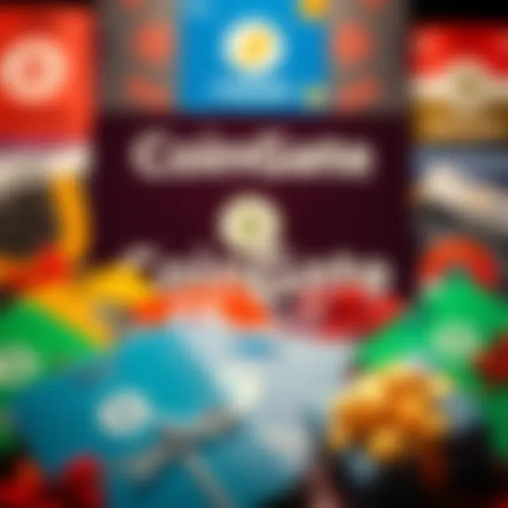 Various gift cards with CoinGate branding in the background