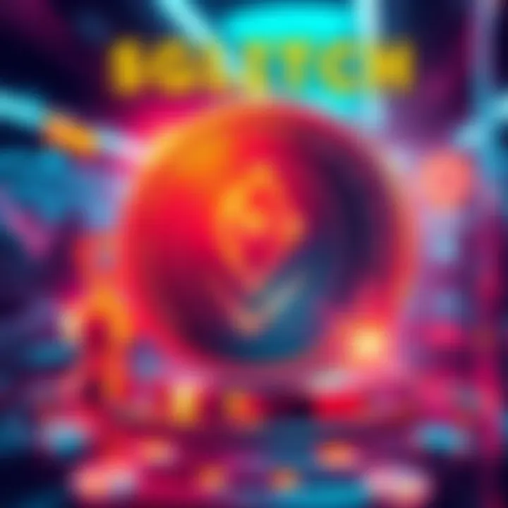 A visual representation of $GLITCH token being launched on the Solana network, showcasing a digital coin and symbols of utility and rewards.