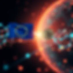 A digital representation of blockchain technology enhancing global payments between the EU and Mercosur countries.