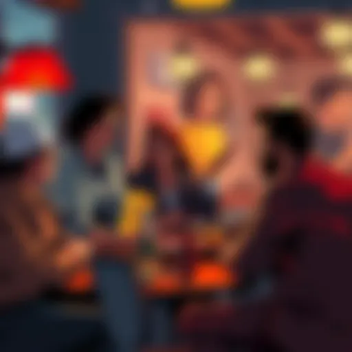 Global Bitcoin Perspectives People from different countries discussing Bitcoin in a cafΓ© setting, highlighting varied opinions and experiences.