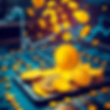 Gold Tokenization Concept An illustration showing gold coins transforming into digital tokens on a screen.