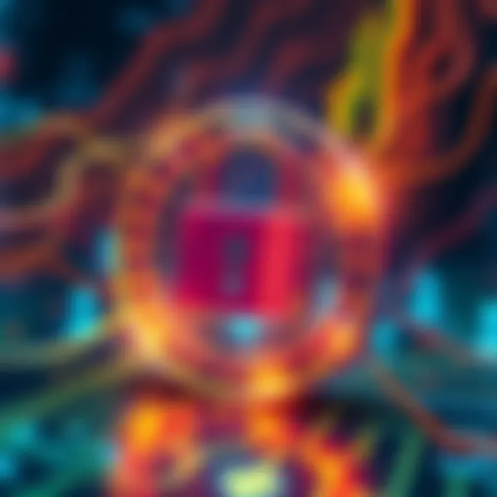 Representation of Google Quantum technology supporting cryptocurrency with a digital lock symbolizing security