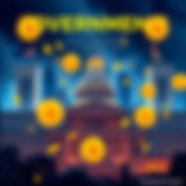 Governments Mining Bitcoin A visual representation of various government buildings with Bitcoin symbols, illustrating 13 governments involved in cryptocurrency mining.