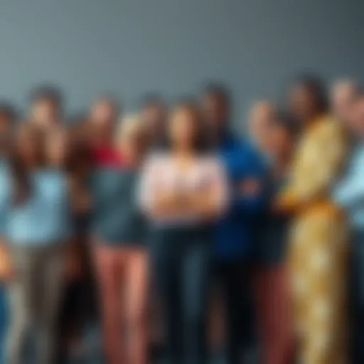 A diverse group of Australians representing different backgrounds and cultures, standing together to illustrate inclusivity