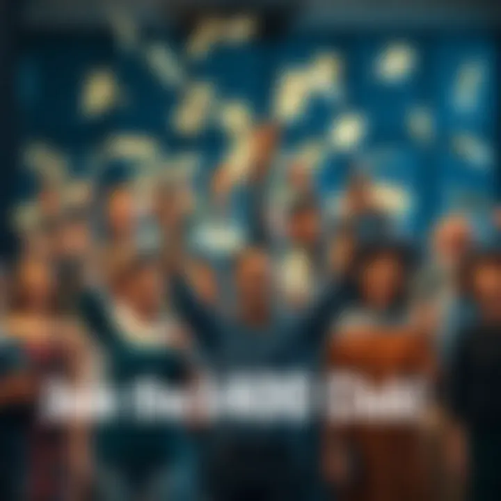 A diverse group of happy people holding up $400 bills in celebration of joining the $400 club