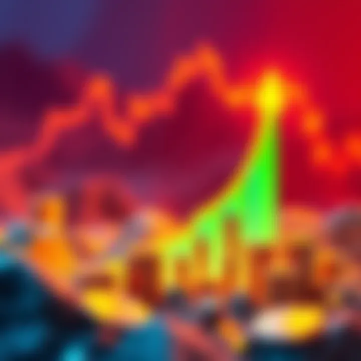 A graph showing rapid growth potential in investments, with an upward trend and dollar signs