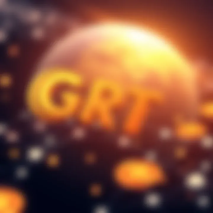 Illustration showing GRT tokens moving between different blockchain networks through Chainlink's CCIP.