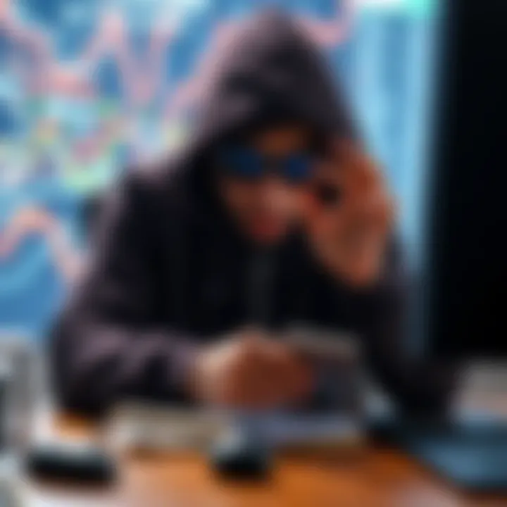 A person sitting in front of a computer looking shocked after realizing their funds were hacked, with a digital wallet interface on the screen
