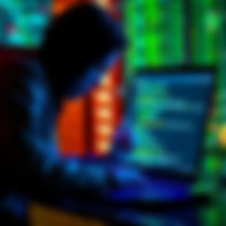 Hacker accessing Bitcoin server A researcher demonstrates a hack into the 'Steal My Bitcoin' server on a laptop, displaying code and security vulnerabilities on the screen.
