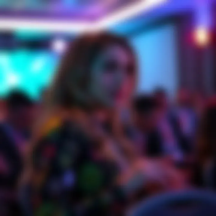 Haliey Welch speaking at an event, showing compassion for meme coin victims