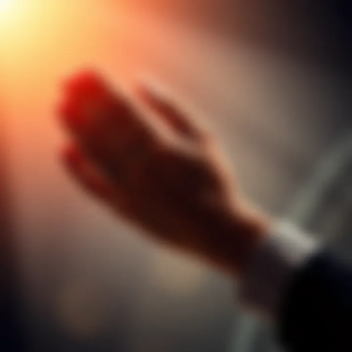 A pair of hands clasped in prayer, surrounded by soft light, symbolizing hope and spirituality.