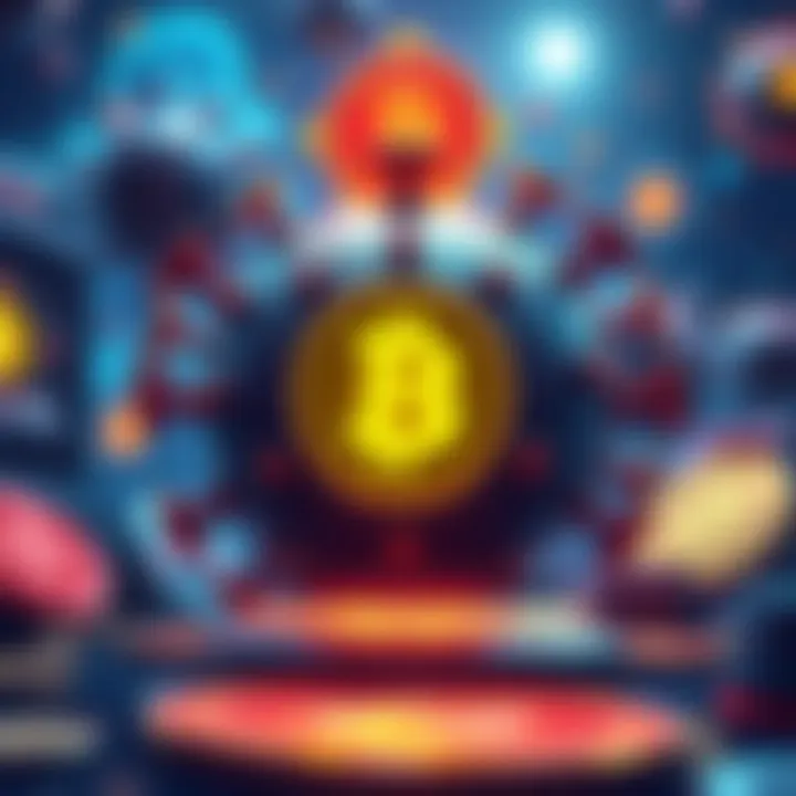 Illustration showing a link between Hantavirus news and cryptocurrency trends with symbols of a virus and digital coins