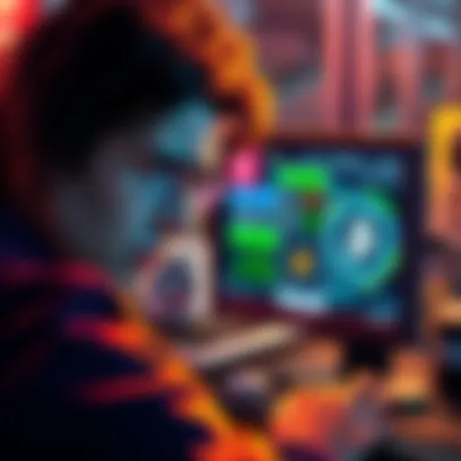 A person looking frustrated while trying to use a hardware wallet for cryptocurrency swaps, with a screen displaying complex interfaces and fees.