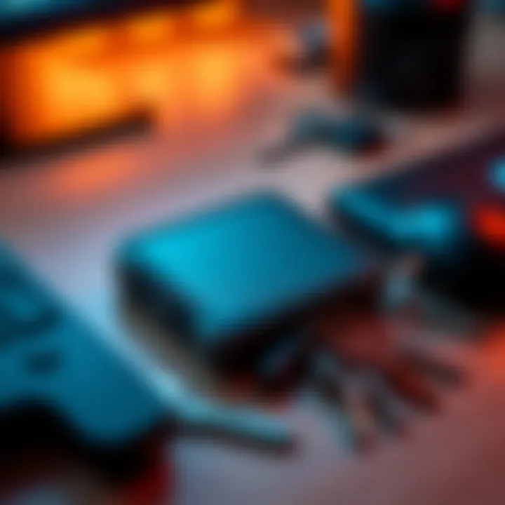 Hardware wallet on a desk A hardware wallet device placed on a desk surrounded by keys and a computer.