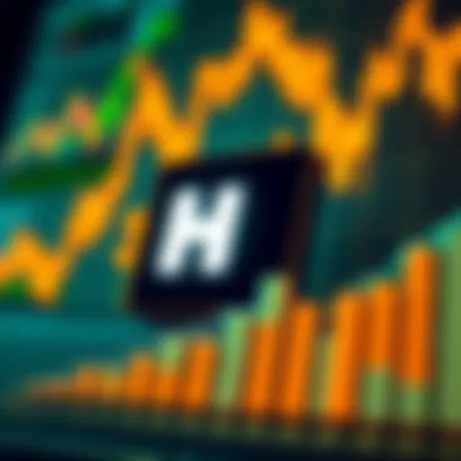 Hbar logo displayed with upward trending financial graphs, representing investment growth