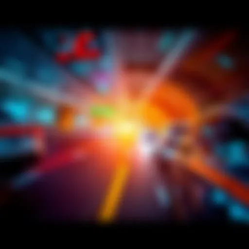 A futuristic transportation scene showing vehicles using advanced technology with HBAR graphics