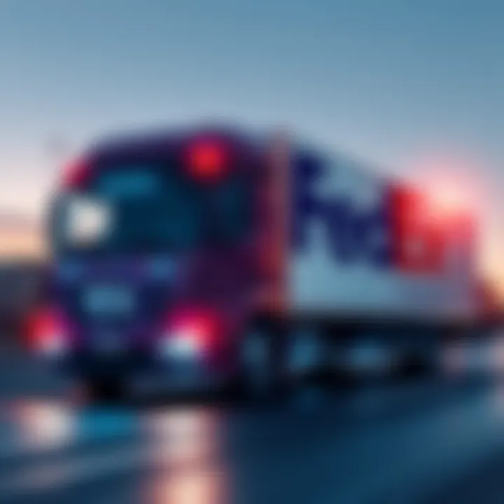 A FedEx delivery truck with a digital overlay representing Distributed Ledger Technology, symbolizing innovation in logistics.