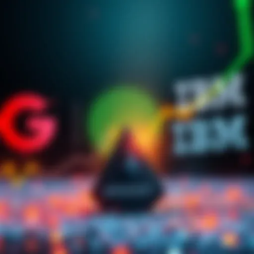 Hedera Blockchain Growth Graphic showing Hedera blockchain's transaction volume surpassing Ethereum and Solana with corporate logos of Google and IBM in the background.