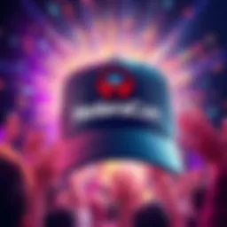 A Hedera Cap featuring the HederaCon logo, set against a vibrant background symbolizing excitement and community spirit.