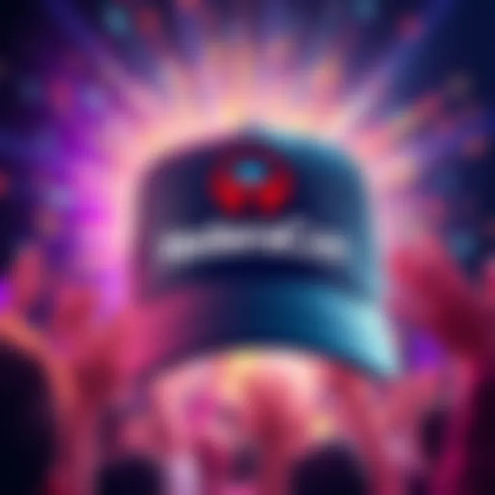 A Hedera Cap featuring the HederaCon logo, set against a vibrant background symbolizing excitement and community spirit.