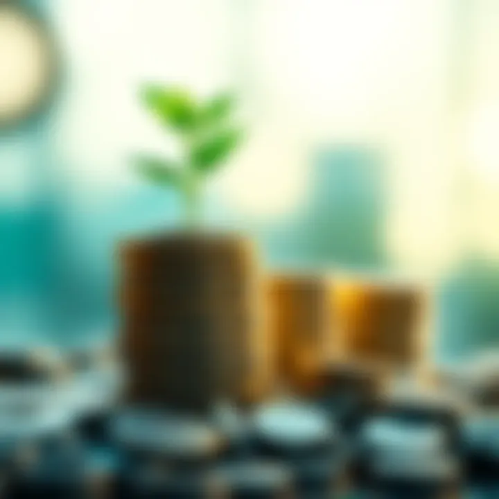 A vibrant green plant growing from a stack of coins, symbolizing Hedera's potential in the enterprise market