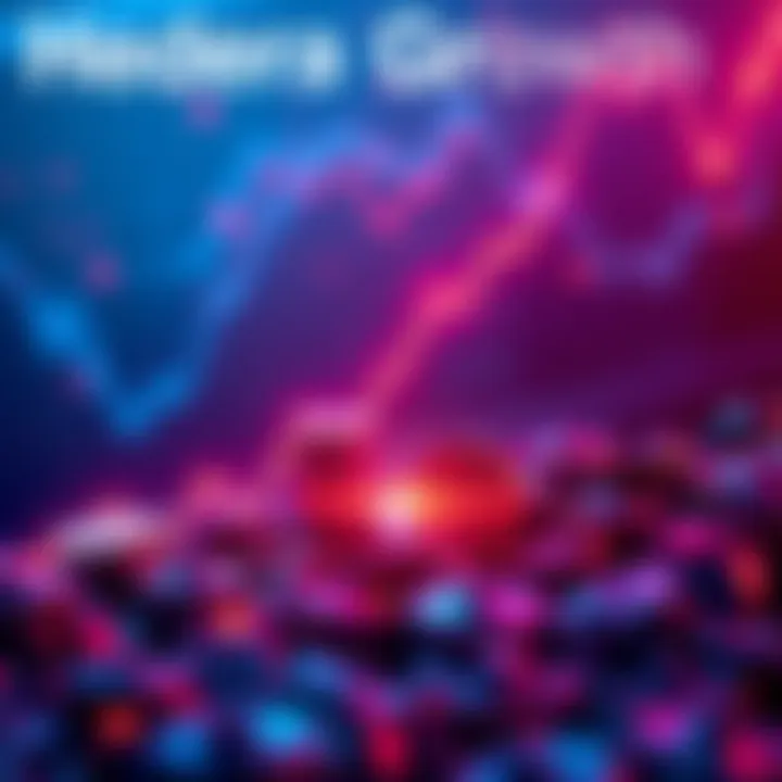 A graphic showing an upward trend in Hedera's market activity with coins on the rise, indicating interest and investment potential.